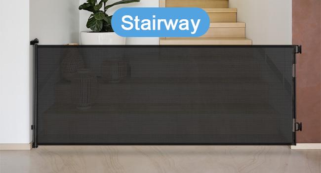 Retractable  pet Gate,Mesh Baby Gate or Mesh Dog Gate,33" Tall,Extends up to 55" 71"118"168"197"Wide,Child Safety Gate for Doorways, Stairs, Hallways, Indoor/Outdoor