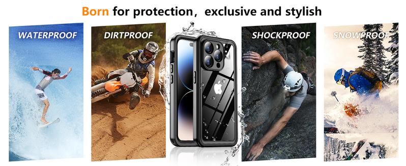 Temdan for iPhone 15 Pro/15 Pro Max Case waterproof Screen CameraLens Protector IP68 Protection Phonecase Cover Protective Smartphone Cellphone Shockproof