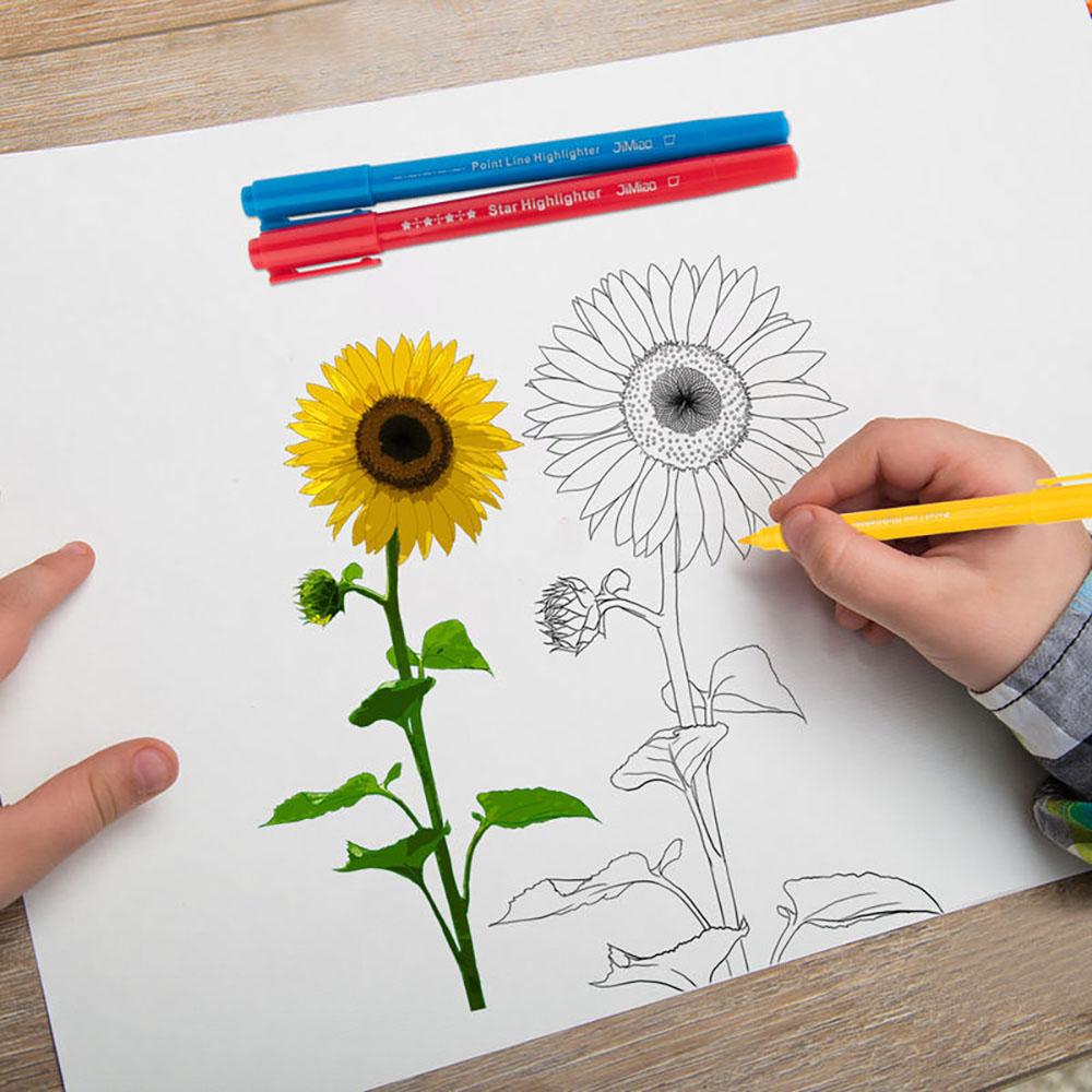 8pcs Dual-Head Multi-Functional Fluorescent Markers, Curve Roller Flower Design, Student DIY Journal Pens, Daily Use Stationery