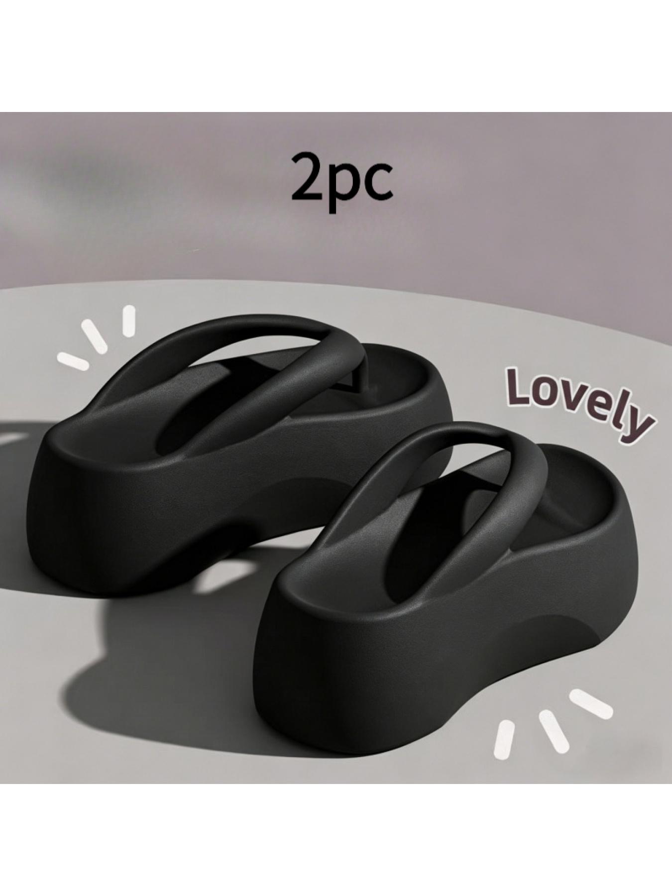 1 pair of thick-soled EVA flip-flops for women, summer outdoor wear, non-slip, height-increasing home sandals Footwear