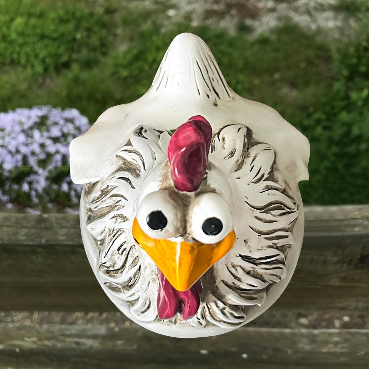 Chicken Fence Decoration, Waterproof Resin Garden Ornament, Fun Expression Yard Decor, Perfect for Farm Gate & Garden