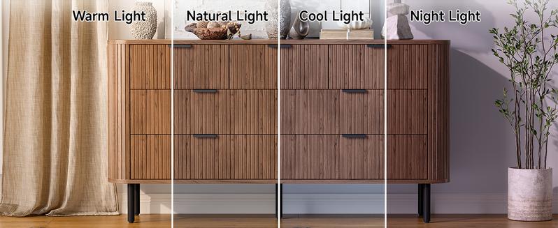 【Valentine's Day Gift】ONBRILL Fluted Dresser for Bedroom with 7 Drawers, 60 inch Chest of Drawers, Mid Century Modern Long Dressers with Curved Profile Design for Closet, Wood TV Stand for Living Room, Hallway