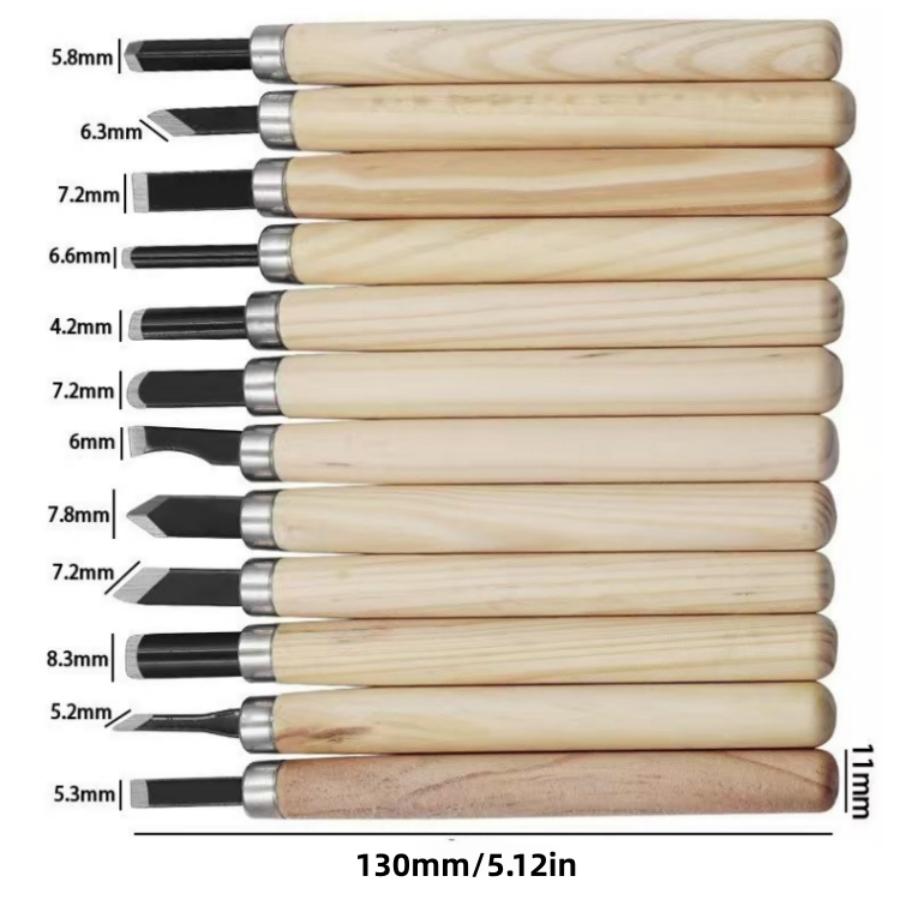 Wood Carving Tool Set 12 Pieces, Durable Steel Sculpting Knife, Essential for DIY Woodworking and Handicrafts, Perfect for Creative Projects