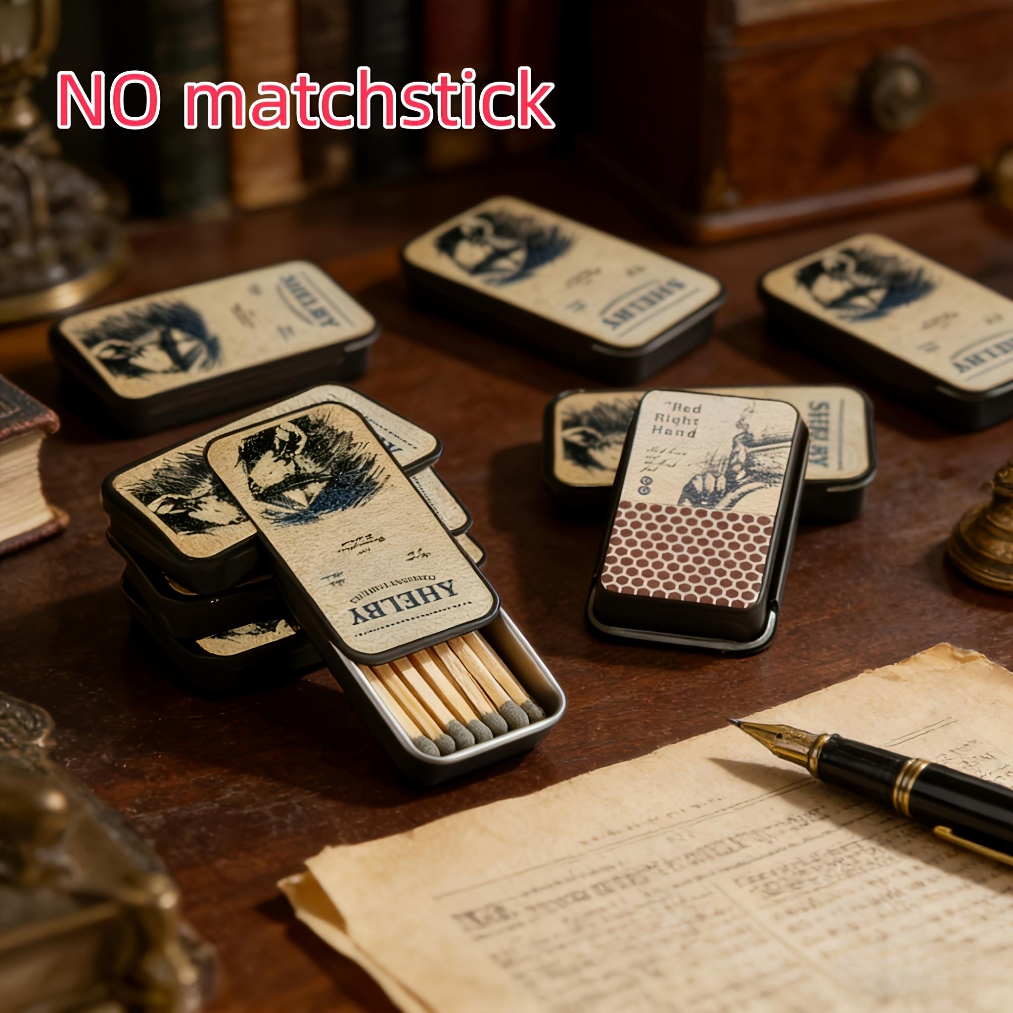 Vintage Retro Tin Matchbox - Thickened Tinplate, Strong and Moisture-Proof - Reusable - Retro Prints Filled with Nostalgic Charm - Smooth Sliding Lid - One Swipe Lights a Fire - Also a Decorative Item for the Desk - Excellent for Collecting