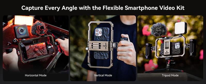 SmallRig Universal Phone Cage, Smartphone Video Rig Kit with Handles, Handheld Filmmaking Vlogging Case Stabilizer for Videomaker, for iPhone for Samsung for Pixel and Other Android Phones for iphone 17 Pro/MAX Selfie Cellphone