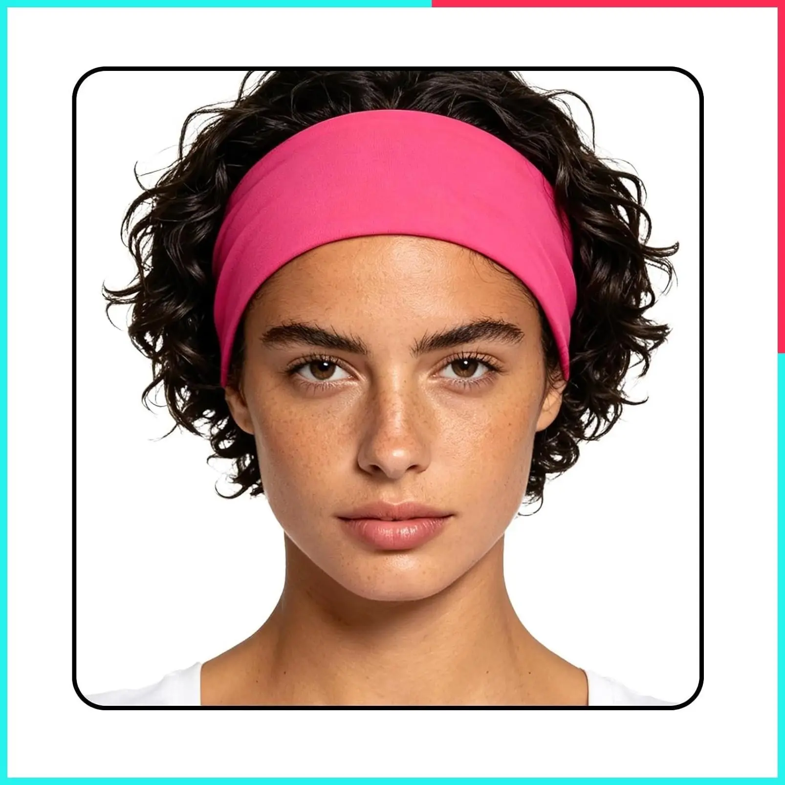 Neon Hot Pink 80s 90s Headband - Retro Hair Accessory for Glow Party, Travel, Yoga, Running & Fitness