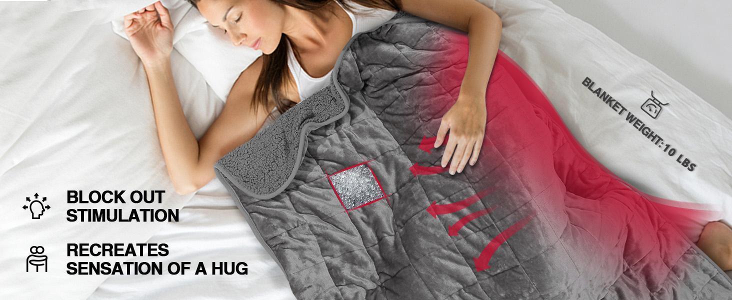 Heated Weighted Blanket 10 lbs, Heavy Electric Throw Blanket with Premium Glass Beads, Twin Size, Cozy Soft Flannel, 10 Heating Settings, Perfect Present for Winter, Women, Mother's day Christmas, New Year Gift