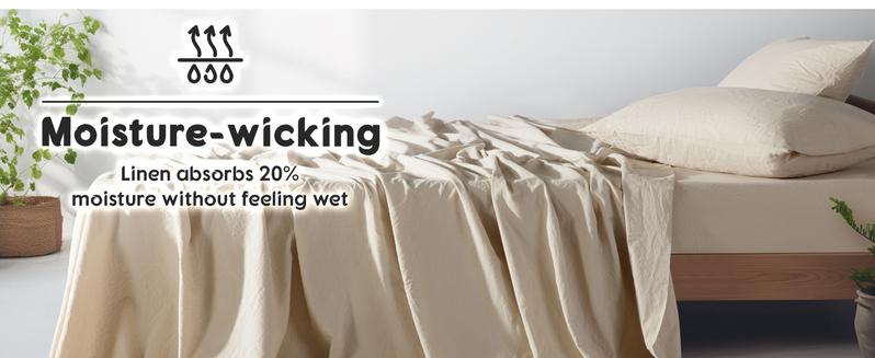 Sonoro Kate Pure French Linen Bed Sheet Set, King Size, 4 Piece, Breathable, Durable, Cooling, Machine Washable, 16 Inch Deep Pocket