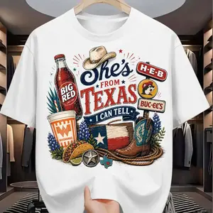 She's From Texas Big Red Shirt, She is From Texas I Can Tell Shirt, Girly Western Texas Shirt, Texas Girl Western Shirt, Gift For Her, Womenswear