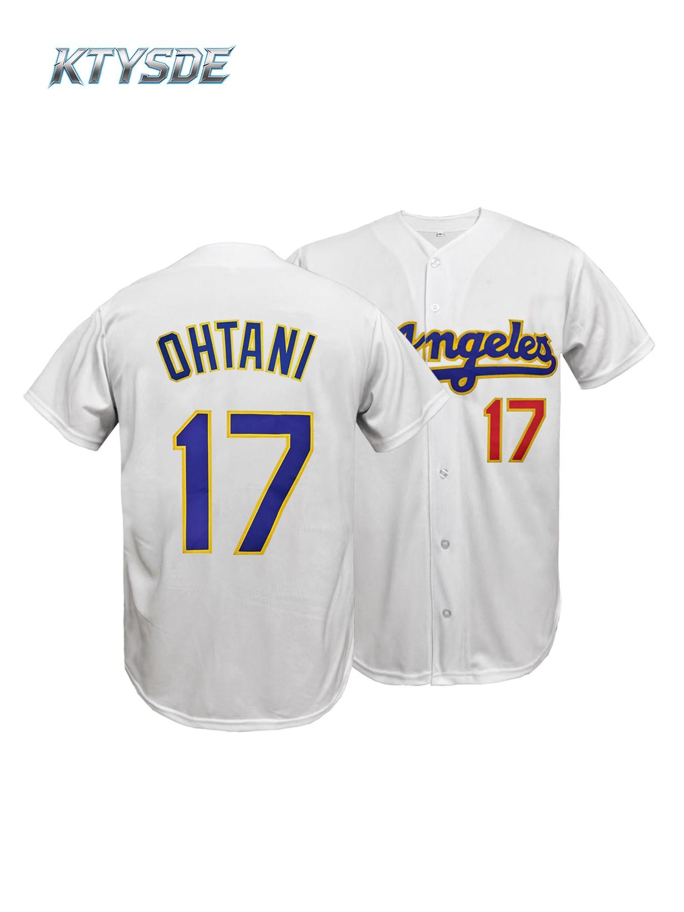 KTYSDE Men's #5 Los Angeles Stitched Baseball Jersey, Vintage Stitched Button Up Baseball Top, Quick Dry Athletic Shirt for Baseball Fans, Softball & Daily Outfit