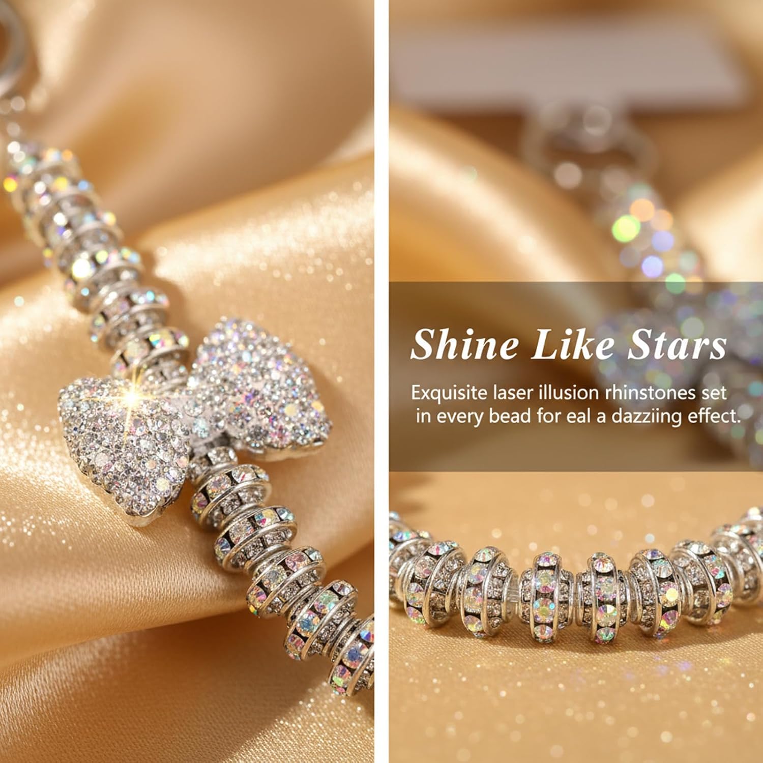 Luxury  Phone Wrist Strap Beaded Cellphone Lanyard with Tether Tab Shiny Rhinestone Phones Chain Hands-Free Wristlet Bracelet Bow  Wristlet CellPhone Lanyards Phone Charm for Women