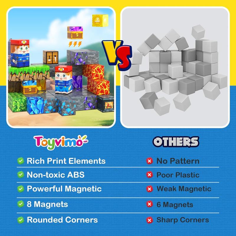 Magnetic Building Blocks-200PCS with Drawstring Bag STEM Montessori Children Sensory Toys Build Mine Magnet World Gift Set