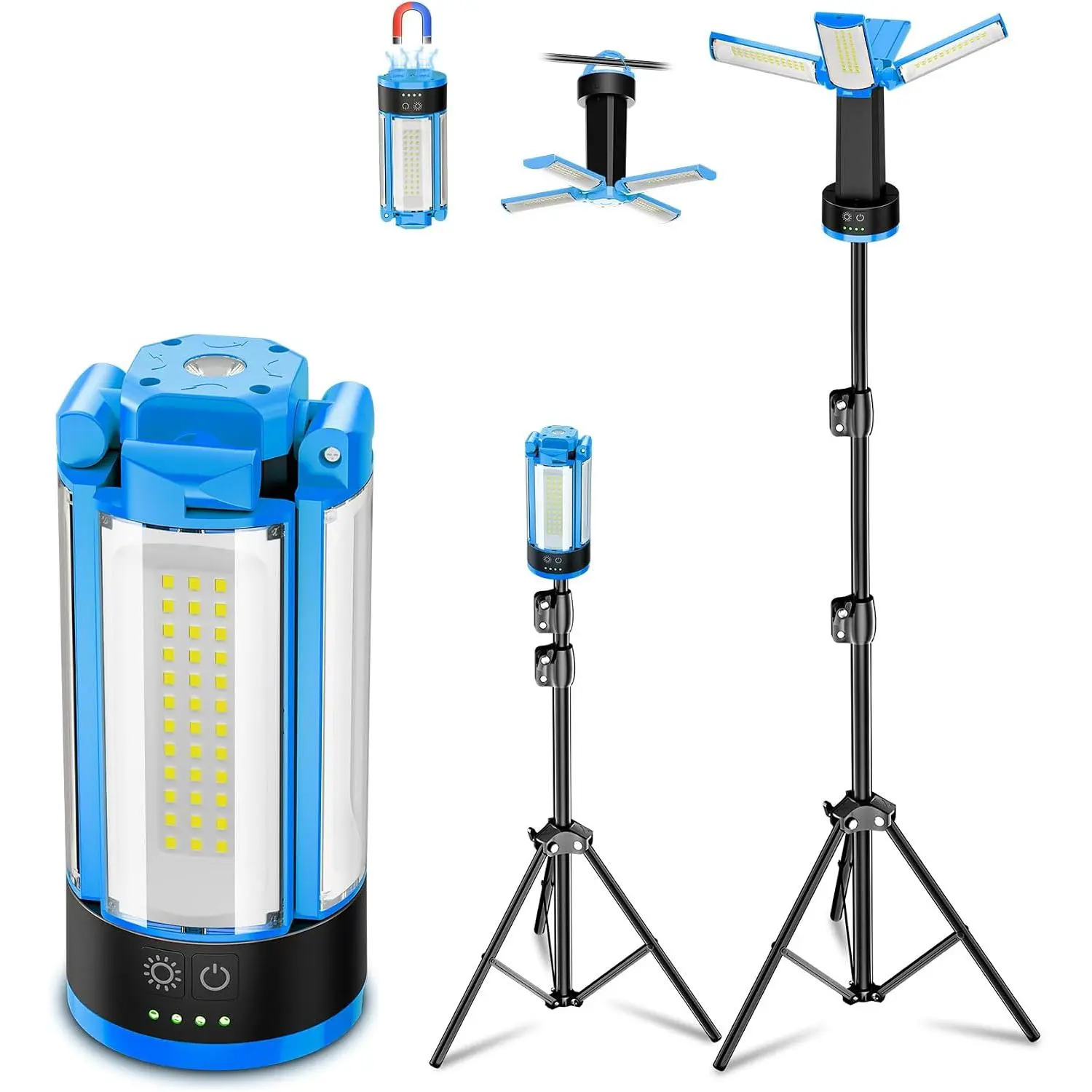 Rechargeable LED Work Light - 4-Head Portable Camping Flashlight with Magnetic Base, Tripod Stand, Waterproof LED Lights for Outdoor Repair, Camping Users, Father's Day Gift