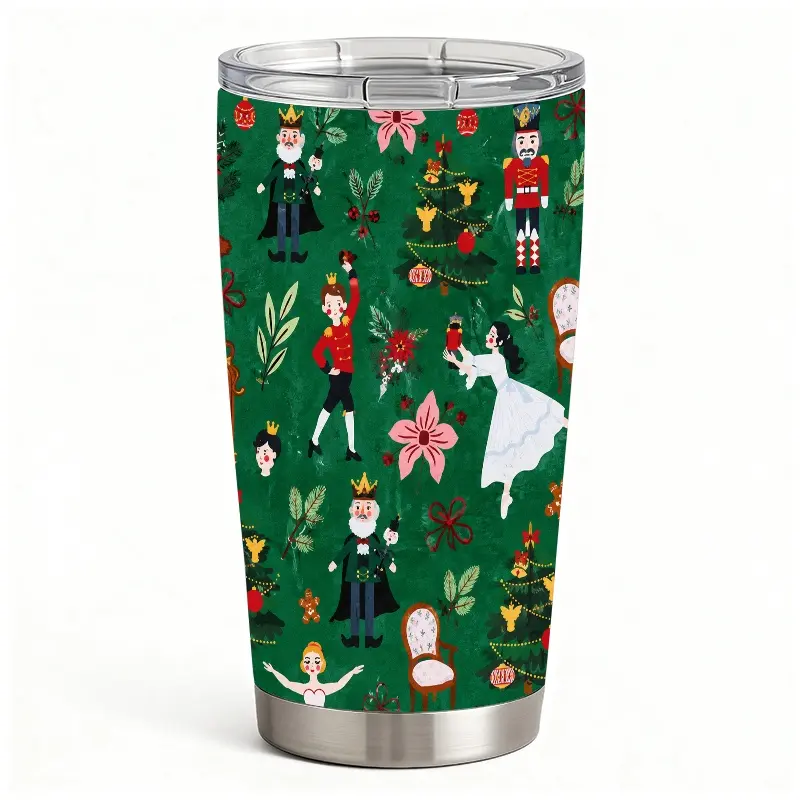 1 pc 20 oz Christmas Nutcracker ballet pattern stainless steel tumbler, double-wall vacuum insulated travel mug with lid, coffee cups with lids, perfect gifts for birthdays and holidays.