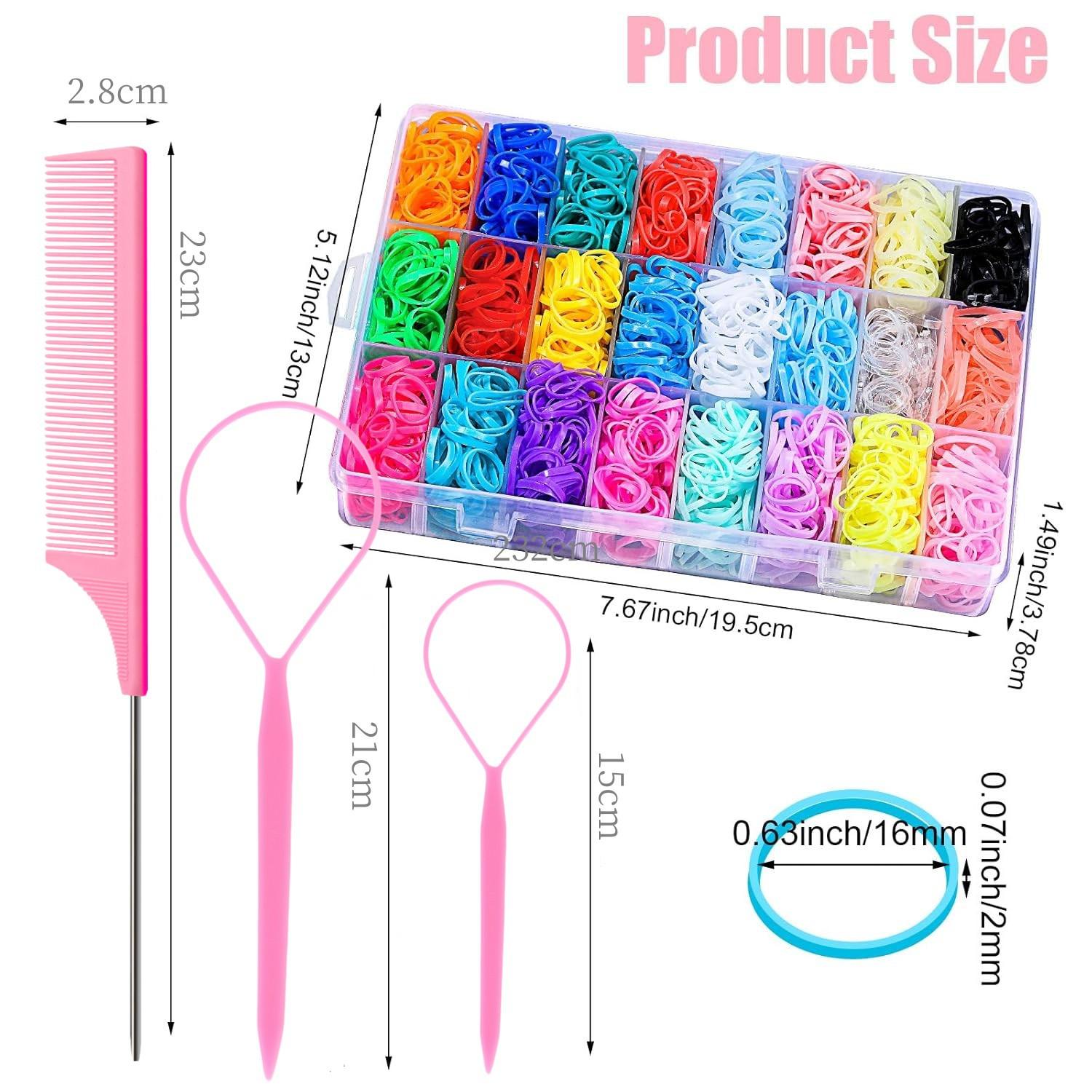32-24 Color Mini Hair Bands and Hair Ties for Girls, Hair Accessories, Rubber Bands, Hair Styling Comb, Braiding Tool Set