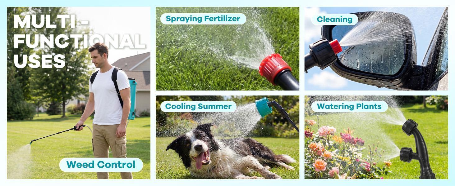 Battery Powered Backpack Sprayer with 3.17 gal Tank, 0-65 PSI Pressure Adjust, 18V 2Ah Battery, 5 Nozzles, 1 Wand, Wide Mouth Lid for Weed Control, Customizable Spray Intensity, Easy Filling and Cleaning