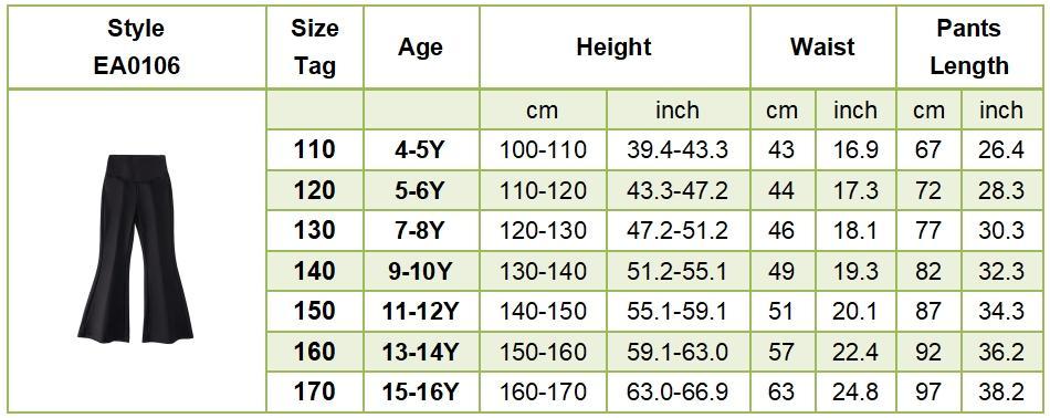 Girls Yoga Leggings Flared Pants High Waist Teenagers Stretch Elastic Waistband Kids Sportswear Trousers Autumn Spring