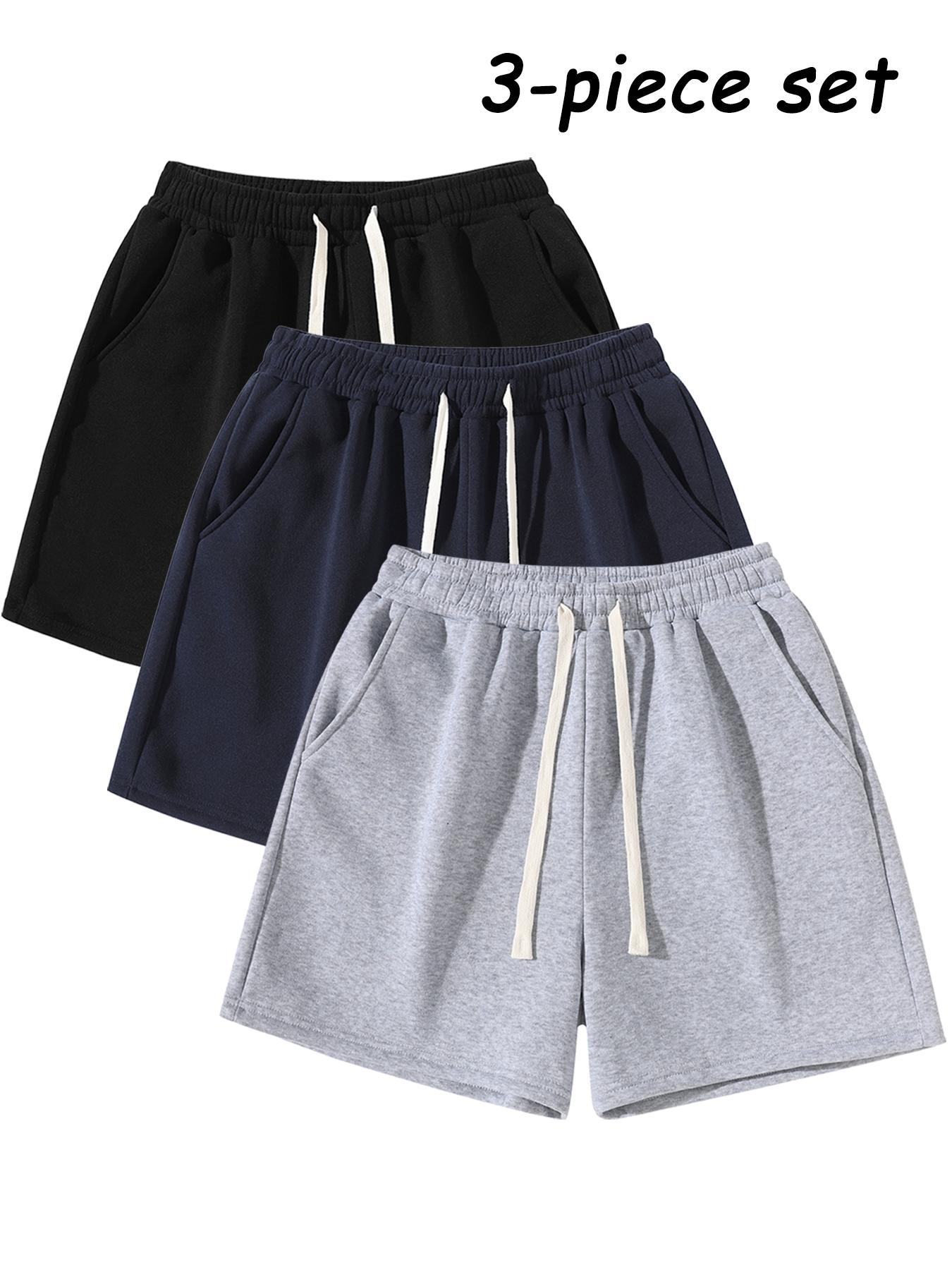 Men's Plain Drawstring Waist Shorts, Basic Casual Sporty Running Pants for Daily Wear and Exercise, Moderate Fabric, Fitted Style Summer Sports Shorts, Casual Athletic Shorts