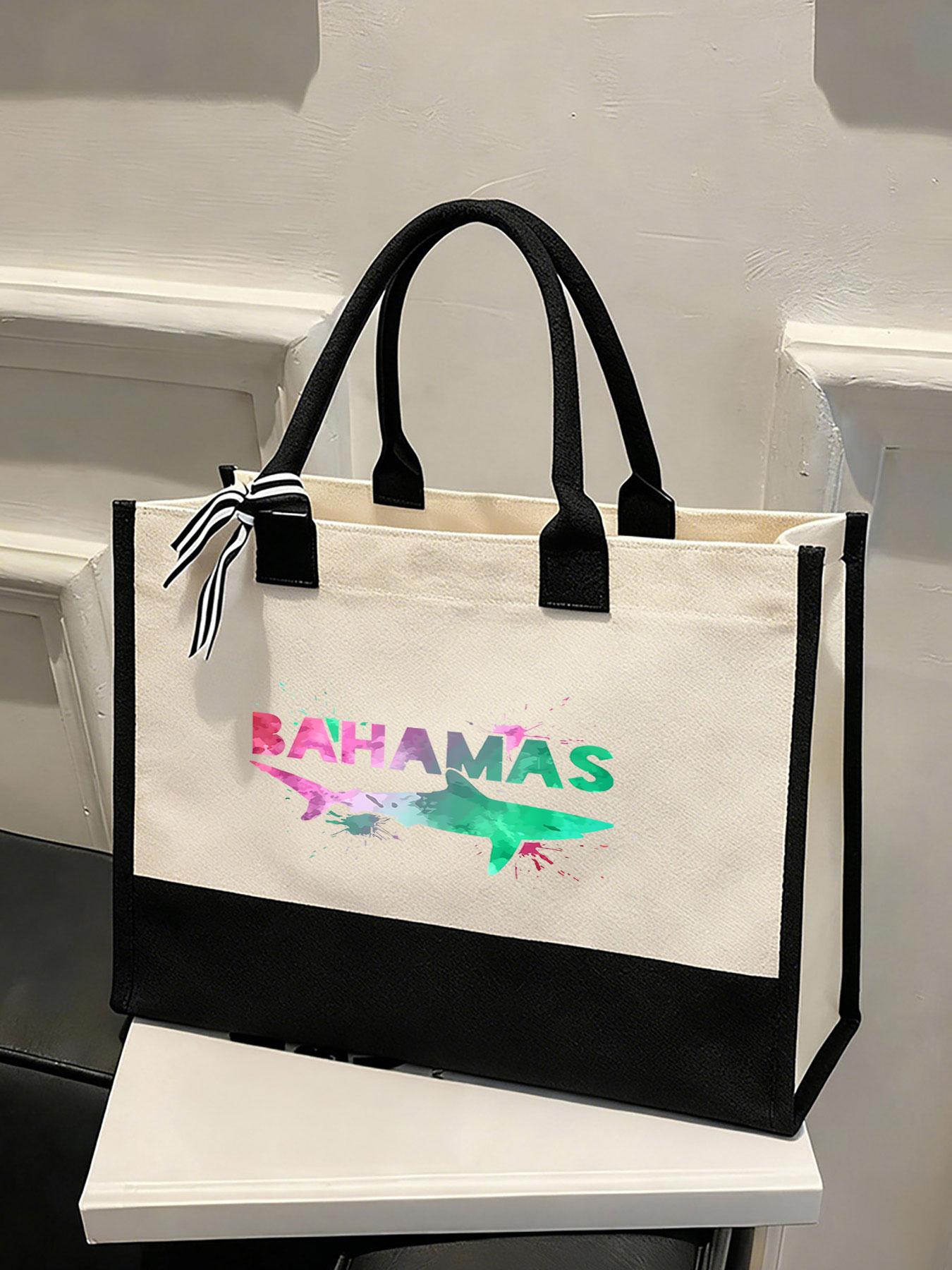 Workout and yoga handbags Bahamas Dolphin Artistic Design Soft Suitable for supermarkets,school trips-handbag and shoulder tote