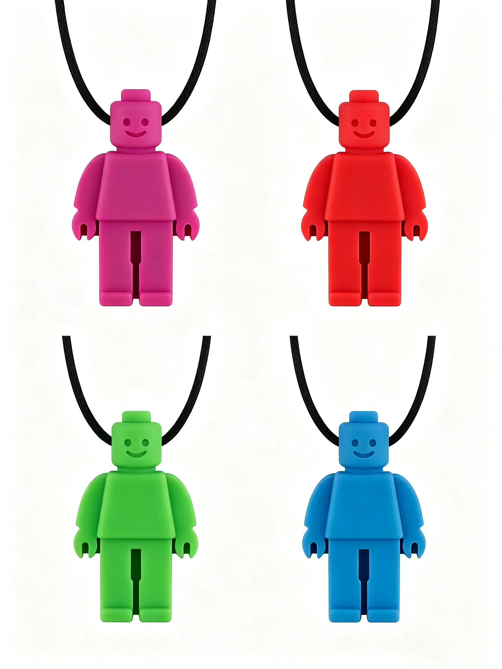 Robot Silicone Chewy Necklace 2 Pack for Sensory Kids, Oral Motor Aids Teething Chewable Necklace for Autism ADHD SPD Special Needs