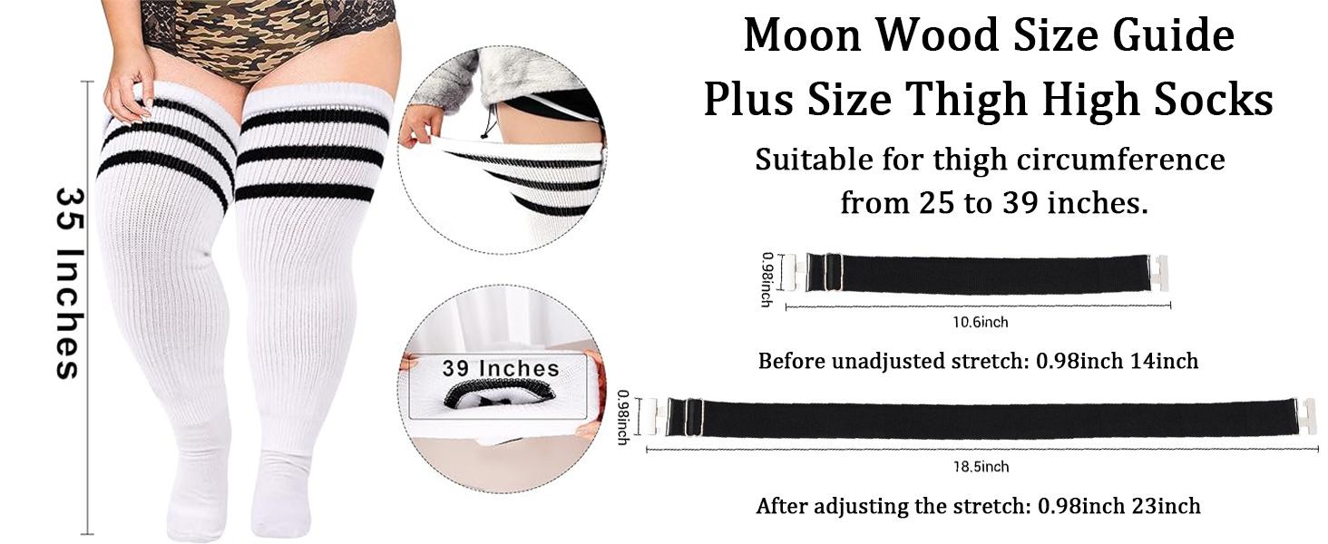 Plus Size Womens Thigh High Socks for Thick Thighs- Extra Long Striped Thick Over the Knee Socks- Leg Warmer Boot Socks thigh high socks plus size thigh socks