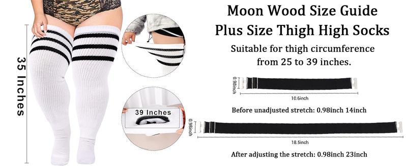 Plus Size Womens Thigh High Socks for Thick Thighs- Extra Long Striped Thick Over the Knee Socks- Leg Warmer Boot Socks thigh high socks plus size thigh socks