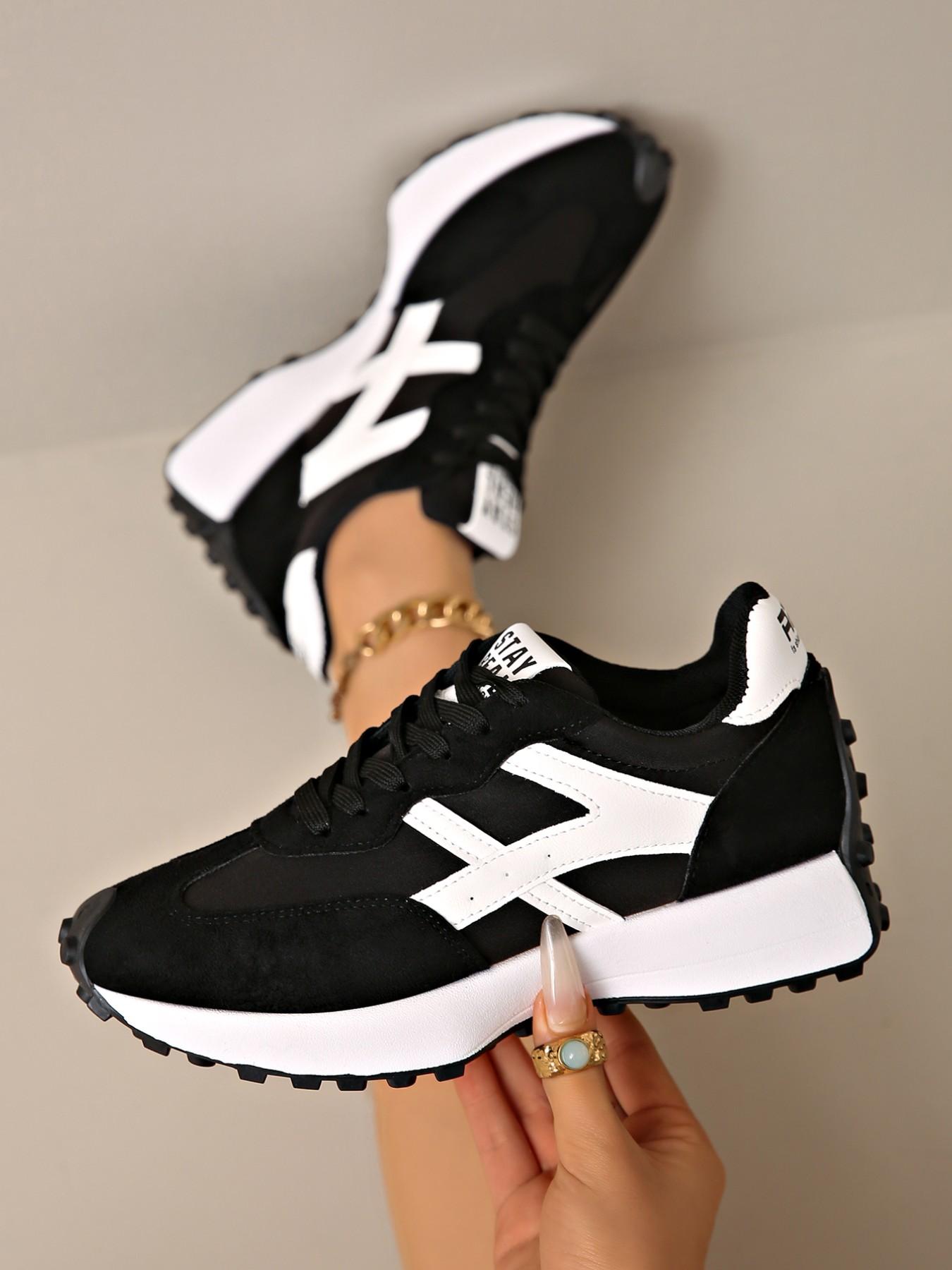 Women's Sporty Arisan Shoes Spring & Fall Elegant Fashion Casual Round Toe Low Top Lace-Up Thick Sole Breathable Outdoor Colorblock Running Shoes