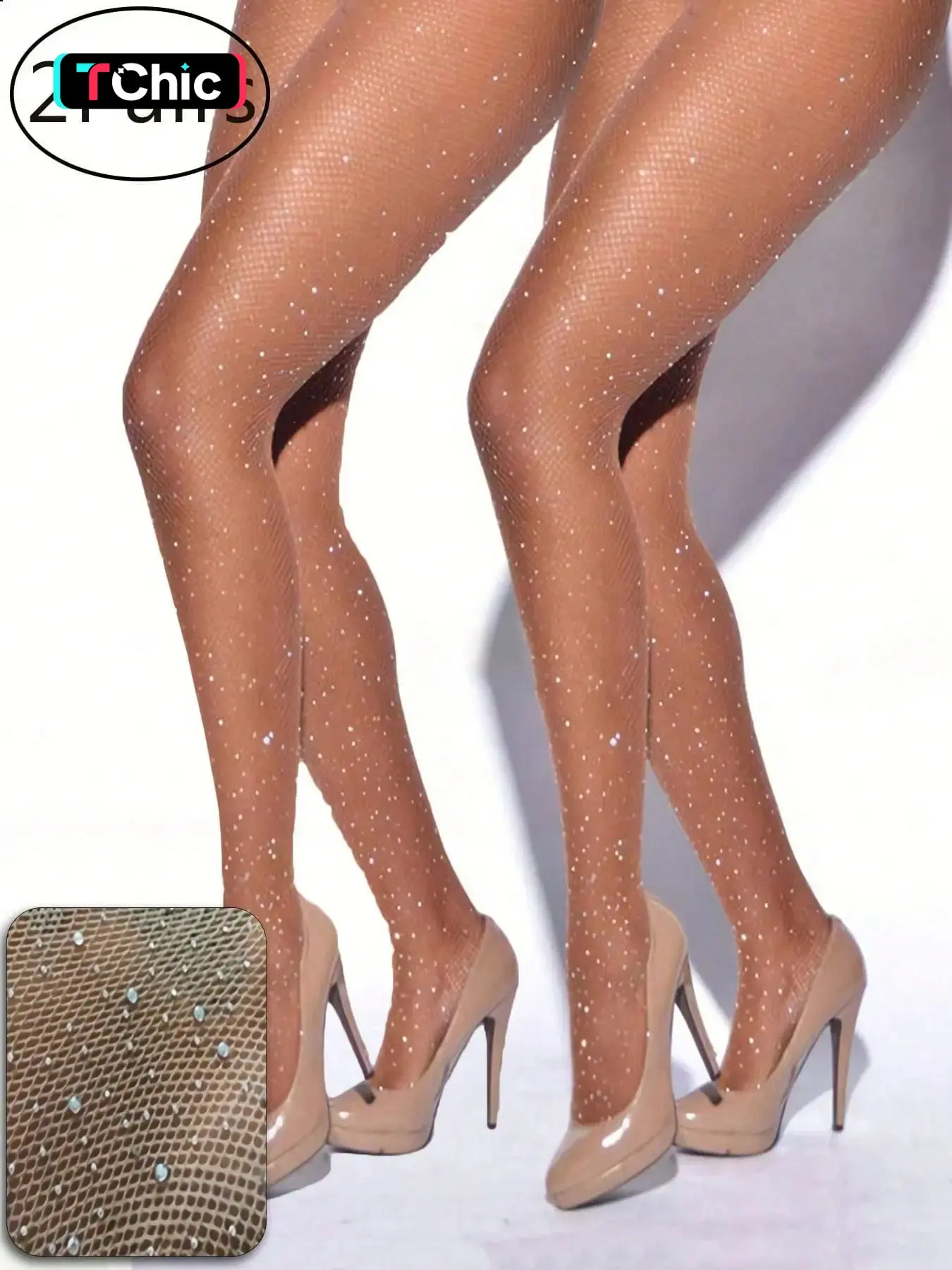 2 Pairs Plus Size Women's Diamond Mesh Stockings Underwear, High Elastic Fitted Glitter Leggings, Sexy Mid Waist, Gothic Style for Nightclub Parties, Radiant Legging