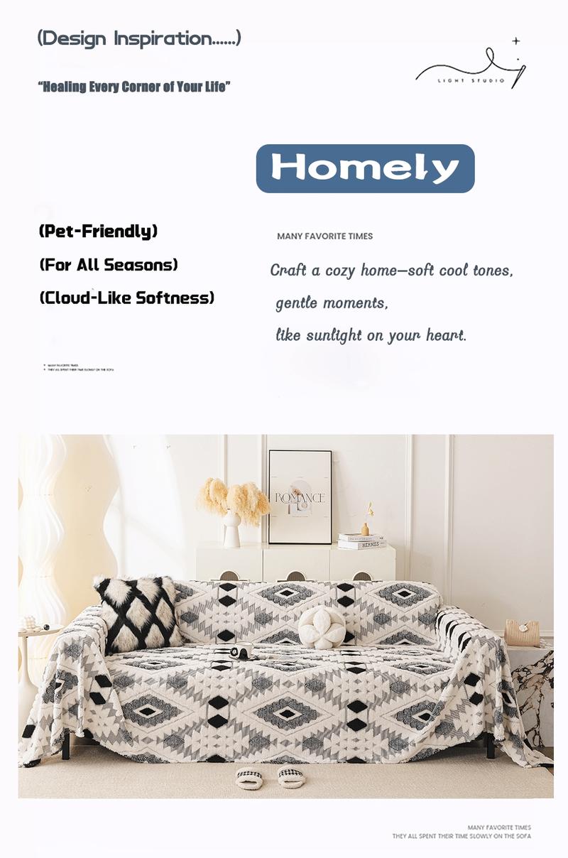 1 Piece Boho Plush Sofa Cover Blanket Couch Cover | Geometric Pattern | Multi-Color Multi-Size | Pet-Friendly Anti-Scratch Sofa Scarf | 4-Season Universal Sofa Throw | Stain-Resistant Washable Furniture Cover | Living Room Bedroom Dining Office |