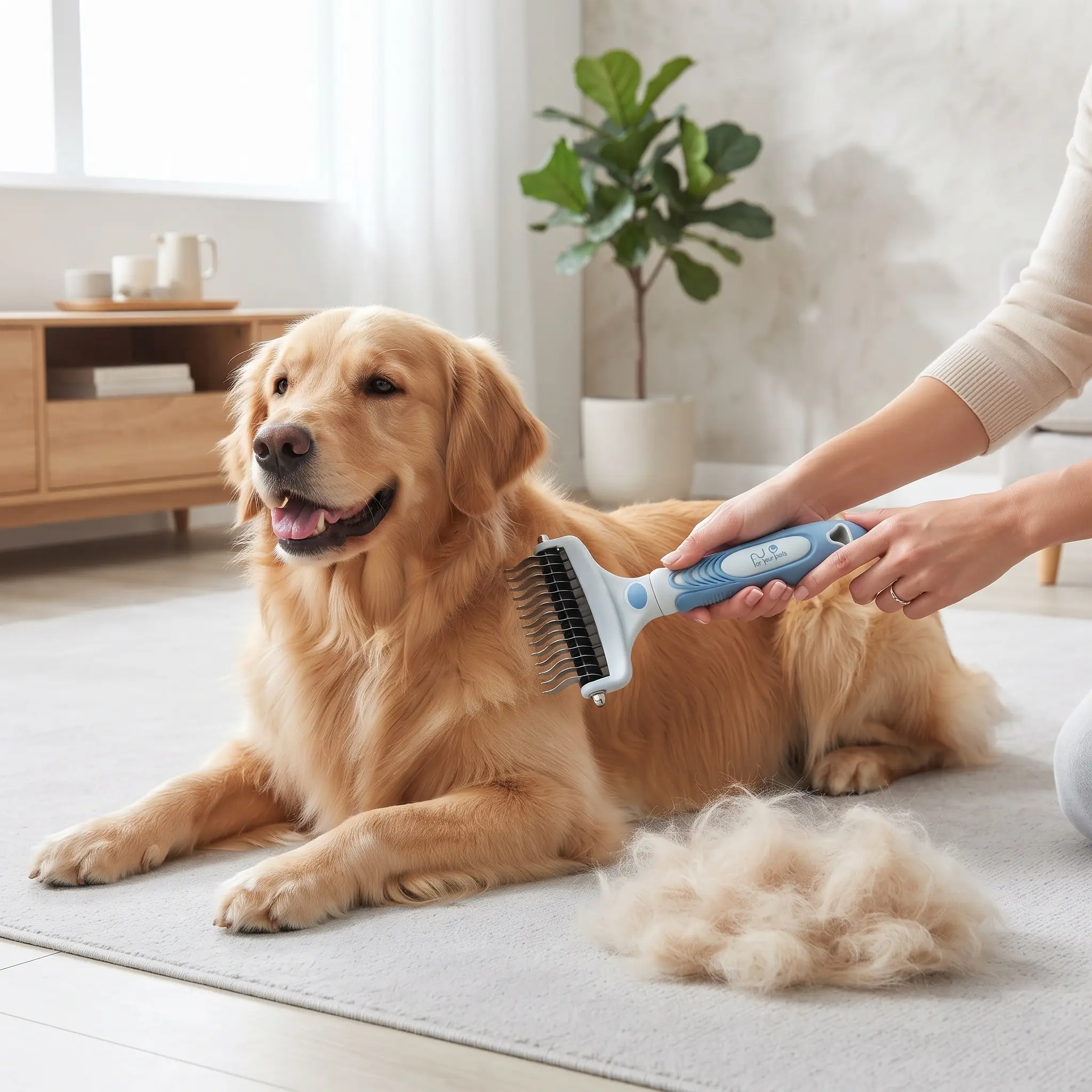 [BLOWOUT SALE BELOW COST] Heavy Duty Undercoat Deshedding Tool with Anti-Slip Grip, Rounded Tips & Steel Teeth - Safe Pet Dematting Rake Comb for Thick Dense Fur, Painless Grooming Brush for Large Breeds, Holiday Gift