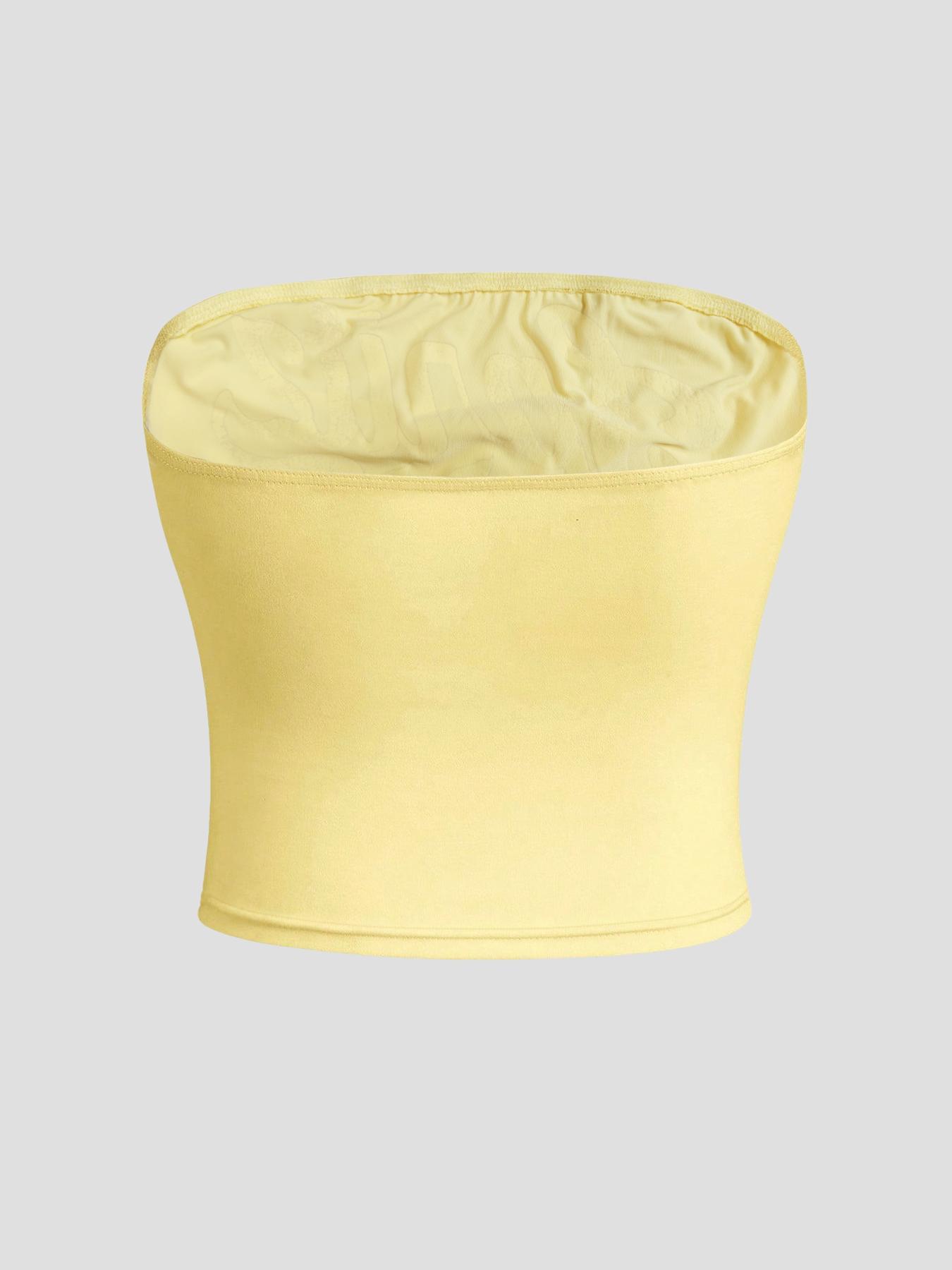 1 Piece Women's Spritz Orange Print Strapless Tube Top - Retro Y2K Crop Bandeau Top for Vacation & Music Festivals | Trendy Baddie Aesthetic