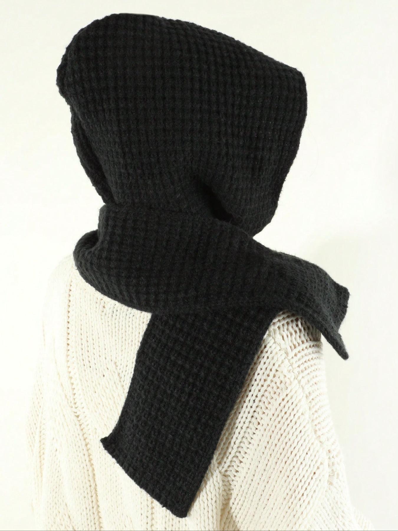 Women's Fashion Knitted Hooded Scarf Shawl, Soft Warm Cozy Accessory, Colors Available, Ideal for Daily Wear