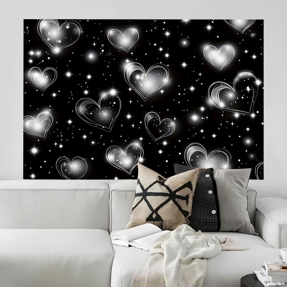 Extra-Large Wedding Background Cloth, Heart Pattern Party Decoration, Durable Polyester Fiber Banner for Valentine's Day & Birthday Photo Booths, Wedding Party Backdrop, Party Decorations Banners