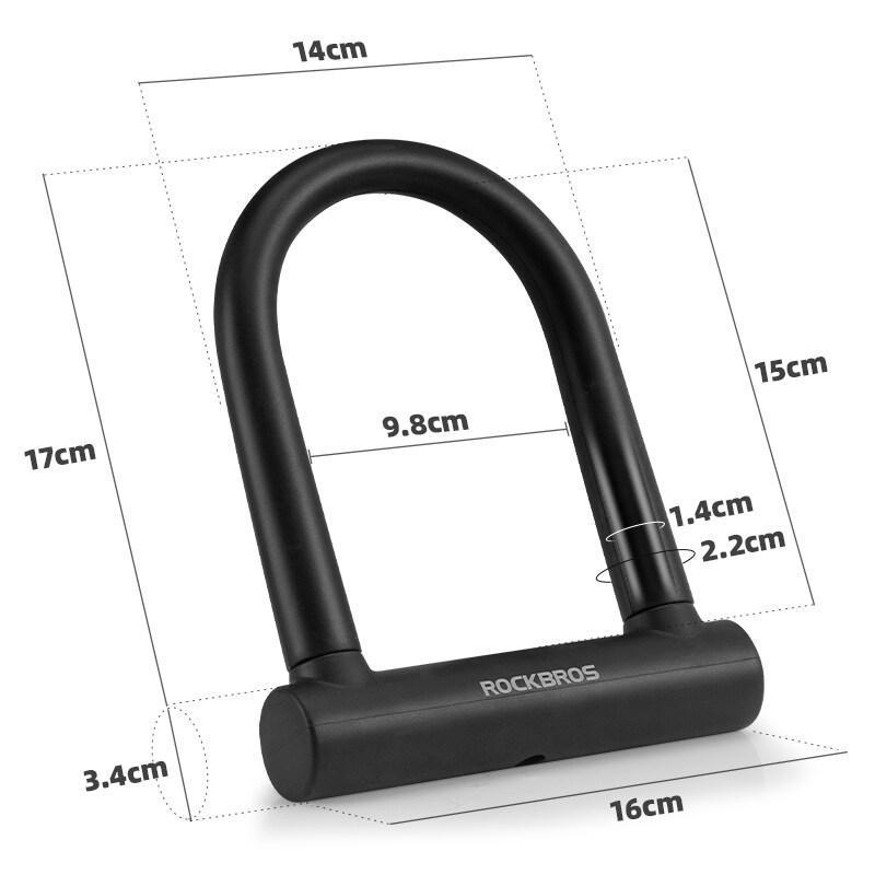ROCKBROS Bike U Lock with Cable Heavy Duty Bicycle U Shackle 21mm U-Lock 4 ft Cable Mounting Bracket Scooter Motorcycles
