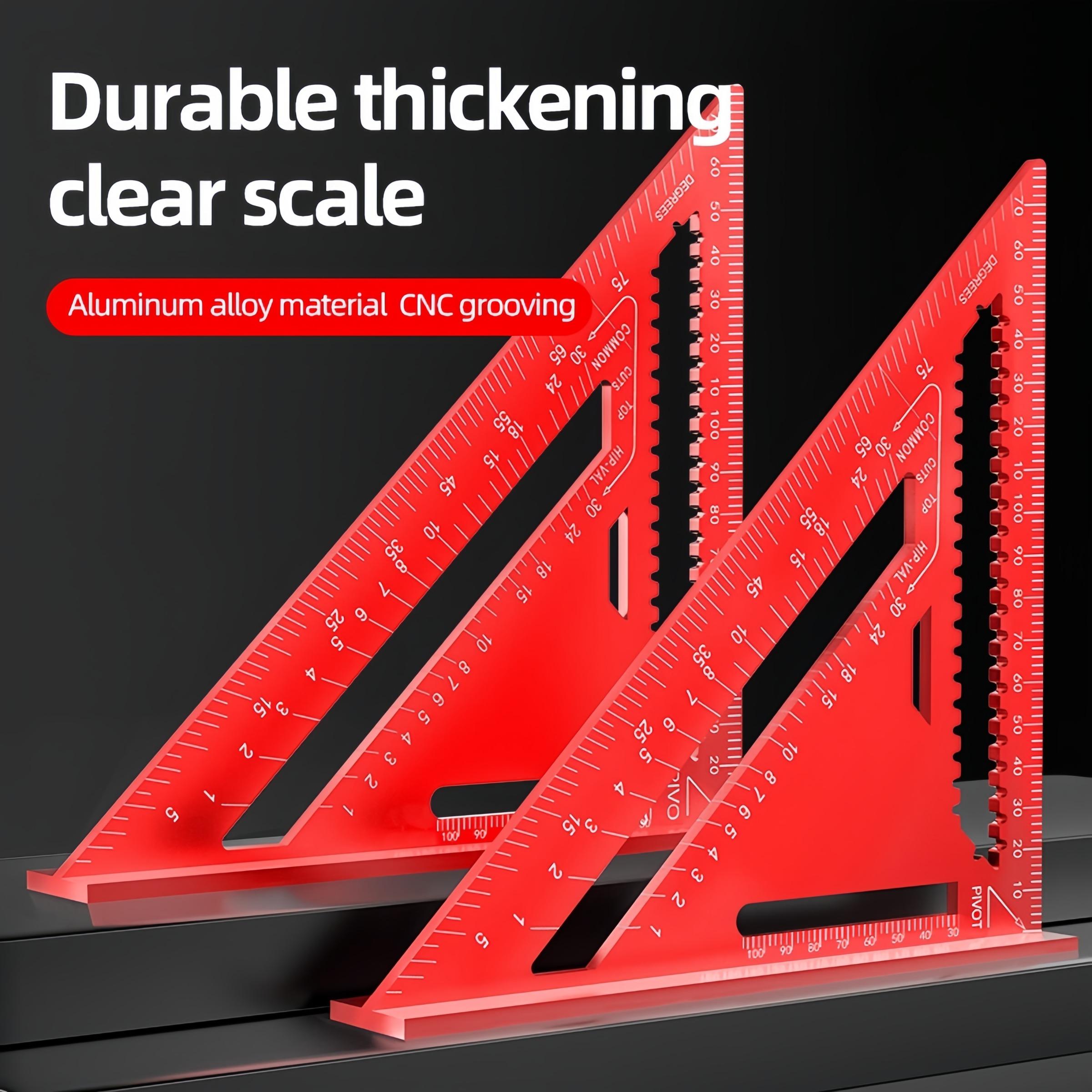 7 Inch Metric Triangular Ruler High Precision with 90° & 45° Angles Linear Measurement for Woodworking, Metalwork, Roofing, Drawing