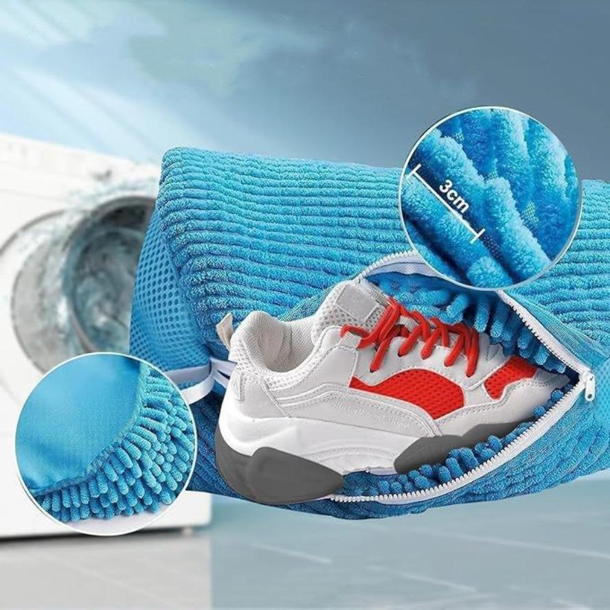 1/2 Pack Reusable Mesh Shoe Washing Bag, Breathable Anti-Tangle Laundry Bag with Handle & Zipper, Heavy-Duty Eco-Friendly Pouch for Sneakers Washing Machine & Travel Storage