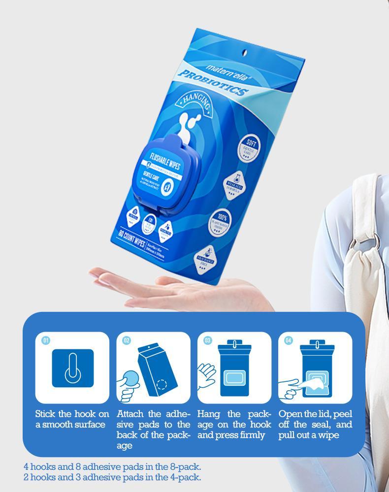 Maternella Hanging Unscented Wet Wipes with Probiotics, Butt Wipes, Extra Large Size Adult Wipes Made of Plant - Based Fibers,Alcohol-Free,640 Wipes in Total Wet Wipes with Sustainable Hygiene Soft Mild Formula Suitable for Travel Toilet Paper XL