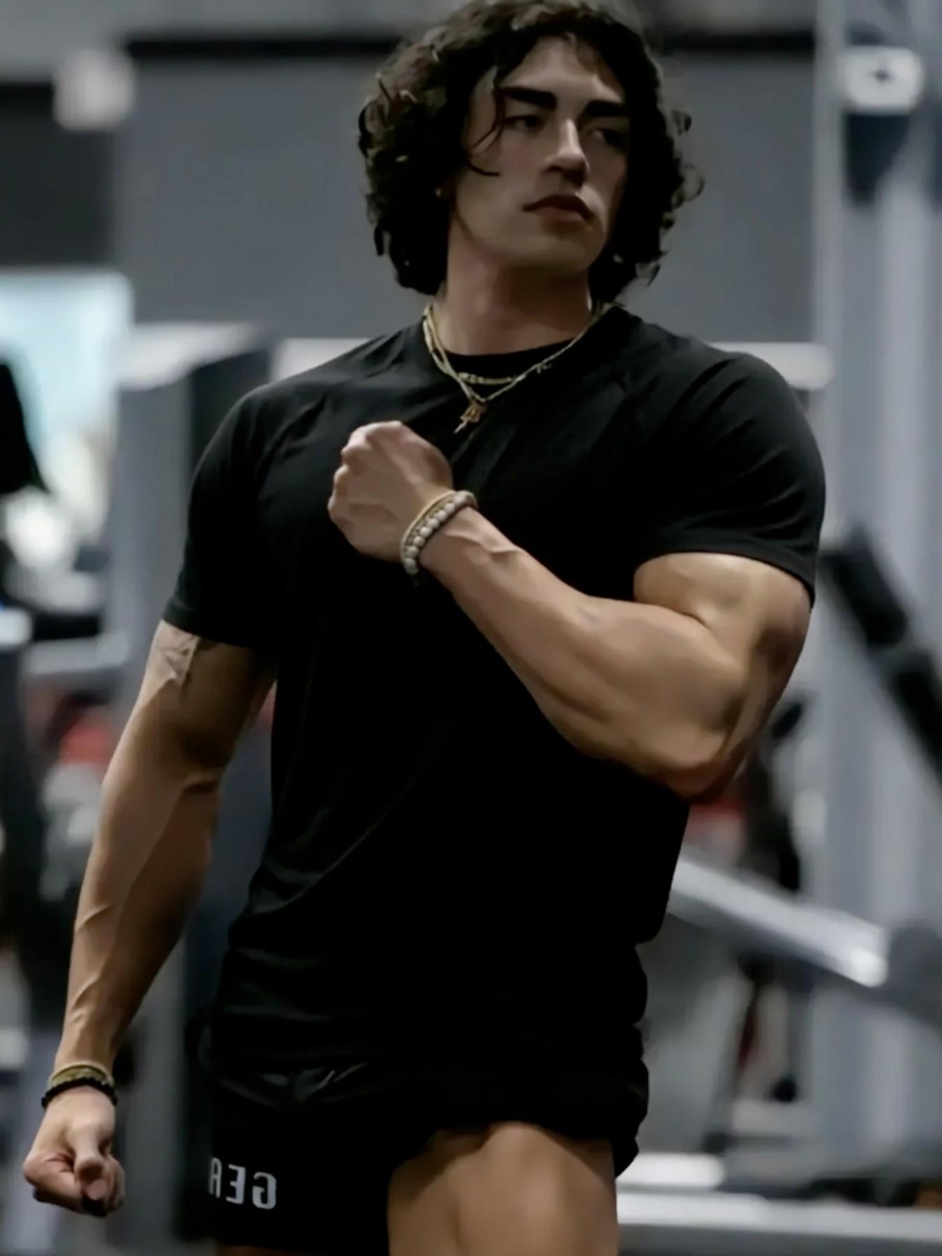 Men's New Fitness Short Sleeve Sword Print Trendy T-Shirt, High Elasticity Tight Fit Quick-Dry Sports Cycling Shirt, Men's Fashion Top