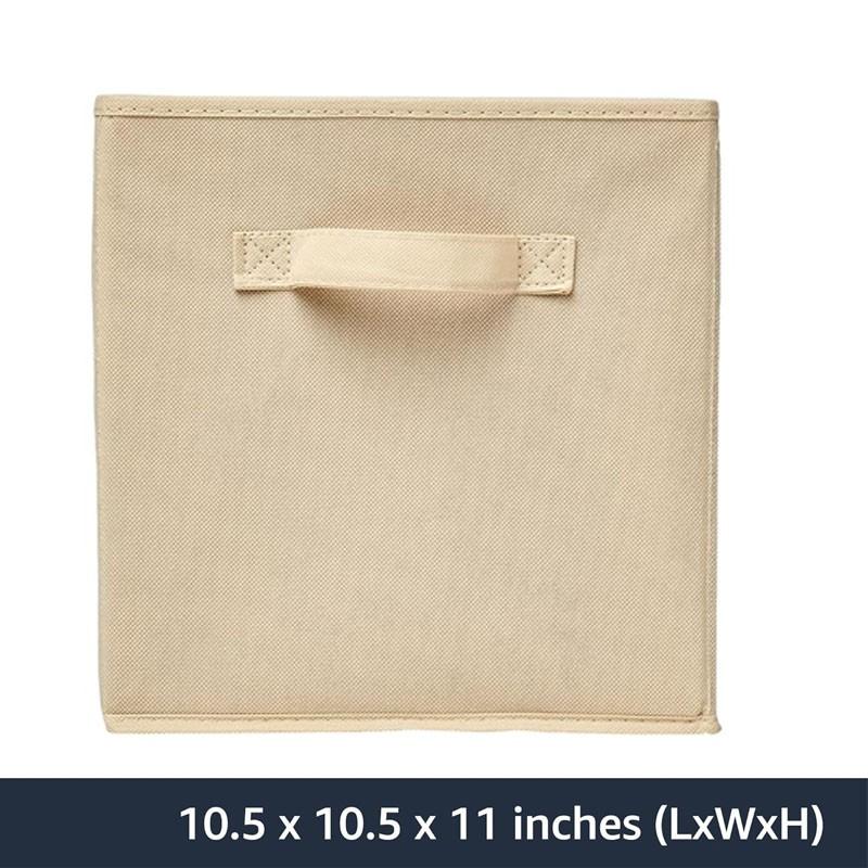 Basic Foldable Fabric Storage Cube Box with Handles, Durable, Size 10.5 X 10.5 X 11 Inches, Set of 6, Collapsible Storage Boxes