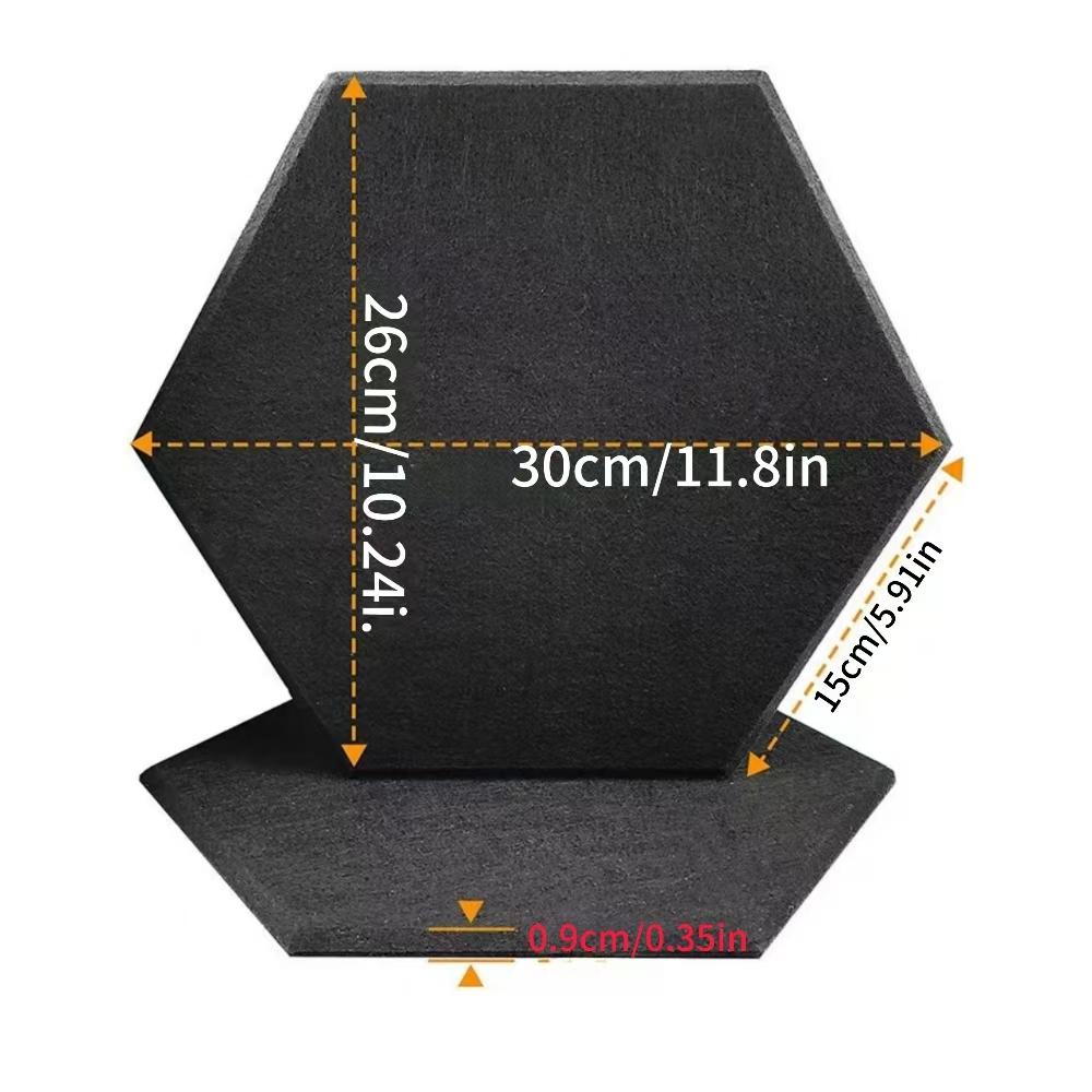 12pcs Hexagonal Self-Adhesive Sound Absorbing Panels, Indoor Noise Reduction Wall Decor, Thick Polyester Fiber, Living Room Decoration