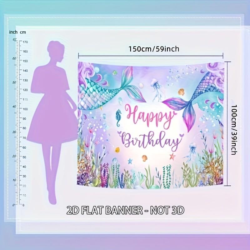 Mermaid Birthday Backdrop, Under the Sea Theme Decorations, Perfect for Girls' Birthdays & Parties, Vibrant Colors Design