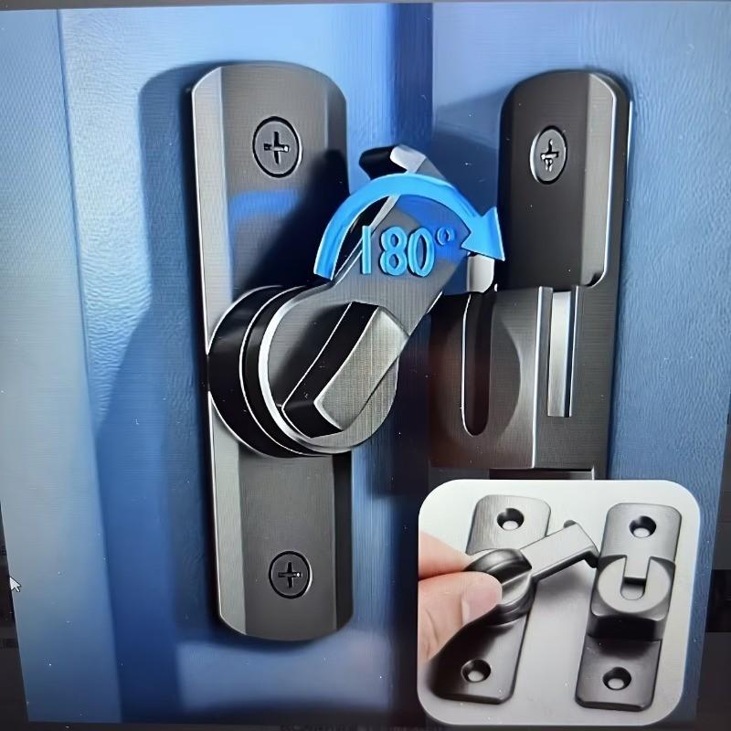 Durable Metal Hanging Locks (pair) with Installation Screws, 90/180 Degree Rotating Safety Lock for Barn Doors, Bathroom Sliding Doors, Garage, Bedroom