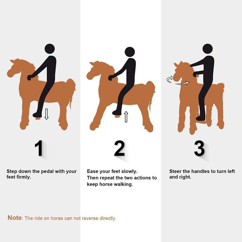 LInor Ride on Horse for Big Kids - 35.43'' Height, Riding Horse Mechanism, No Battery or Electricity, Plush Material, Max Load 165LBS Seat Play Cute