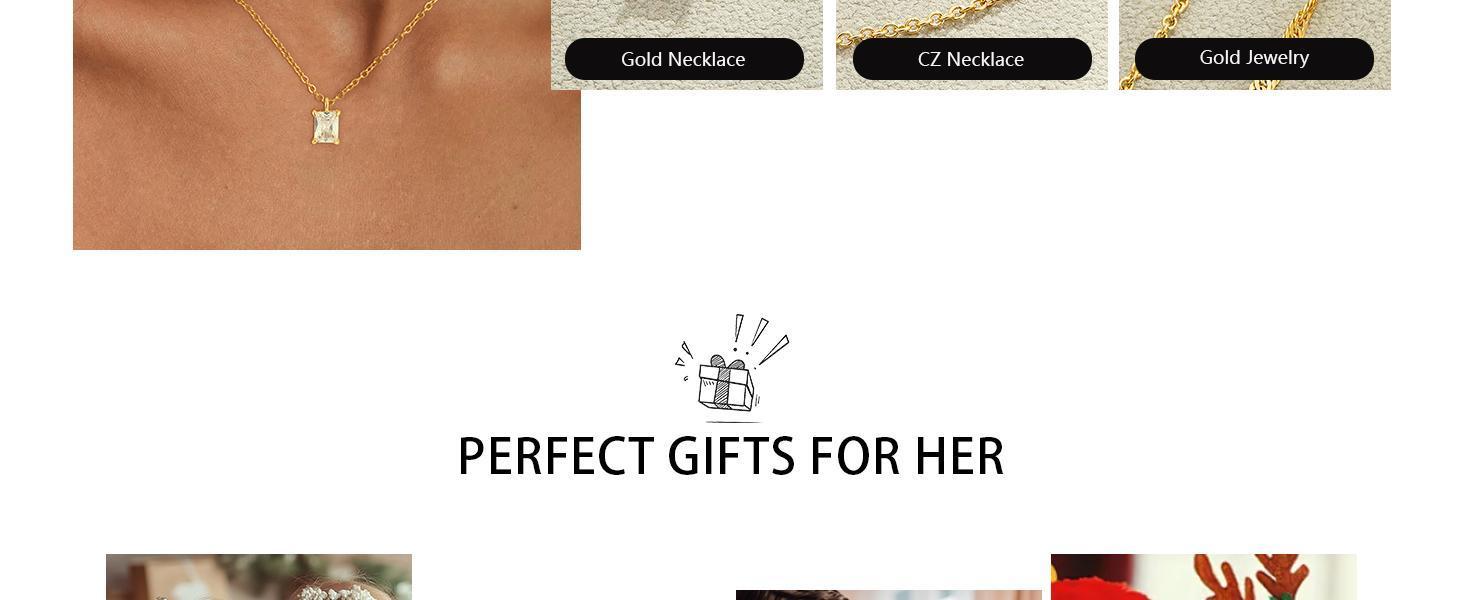 Dainty Gold Necklace for Women Non Tarnish Layered 14k Diamond Pendant Charm Gold Plated Necklaces CZ Trendy Zirconia Chain Choker Necklace Stack Gold Jewelry for Women Birthday Gift
