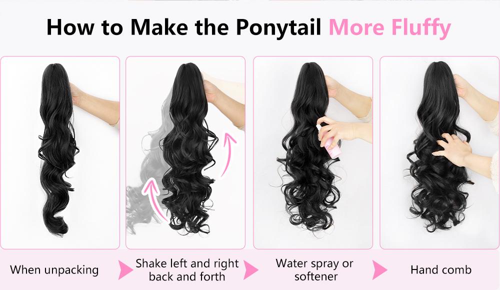 ALXNAN 24'' Long Wavy Claw Ponytail Extension Curly Wavy Pony Tail Clip in Claw Hair Extension Synthetic Hairpiece for Women Ideal for Any Occasion ALXNAN 24'' Long Wavy Claw Ponytail Extension Curly Wavy Pony Tail Clip in Claw Hair Extension Synthetic Hairpiece for Women Ideal for Any Occasion
