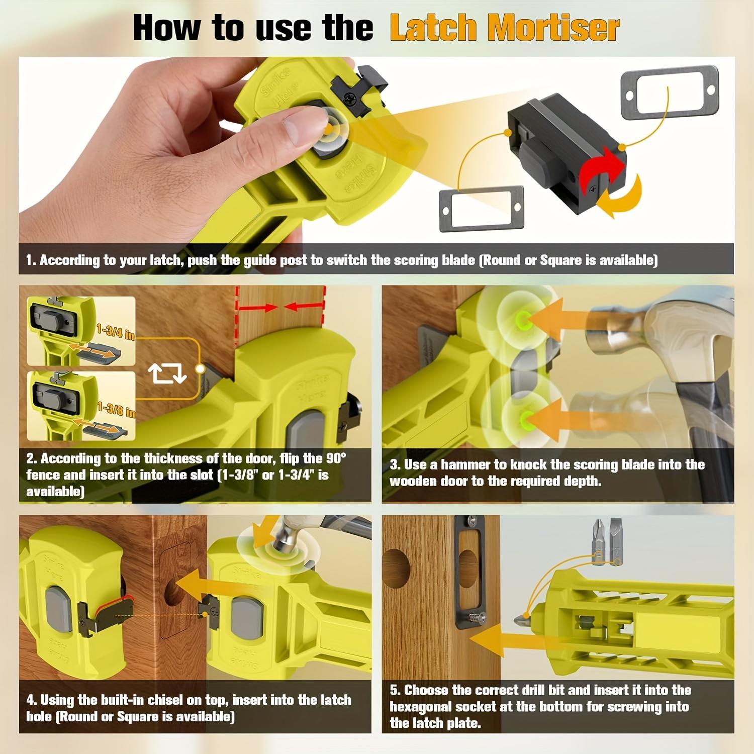 Door latch mortise tool for home improvement projects
