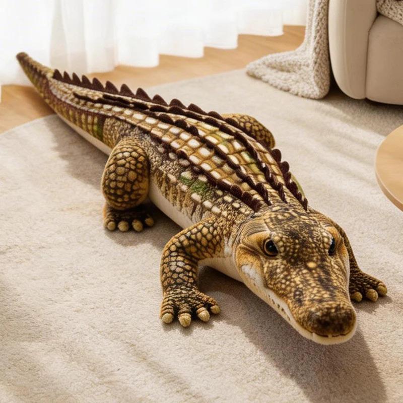 65/90CM Simulation Crocodile Plush Toys Soft Stuffed Lifelike Green Gray Brown Giant Alligator Sofa Cushion