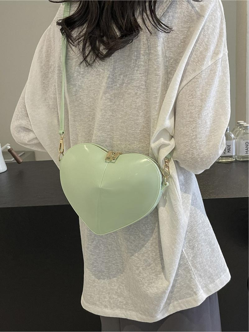 Elegant Heart-Shaped Shoulder Bag for Women, Glossy Design Crossbody Purse, Perfect for Shopping, Stylish Ladies' Accessory, Elegant Bags