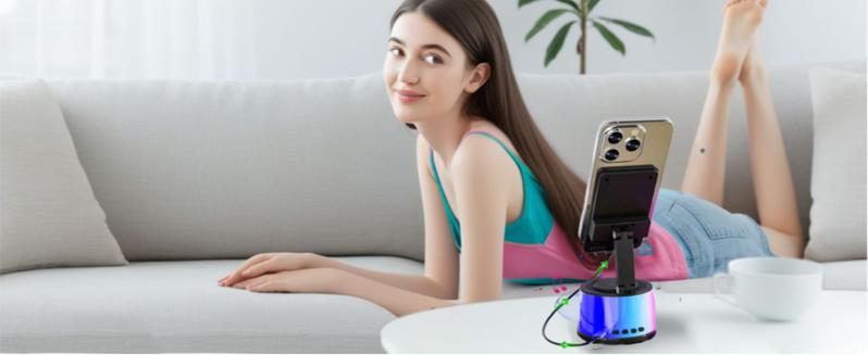 8-in-1 Wireless Bluetooth Speaker with 3000mAh Power Bank | Multi-functional Charger, LED Ambient Lights & Tablet Stand | Perfect for Travel, Home & Gift Giving Audio Phone magnetic phone holder Adjustable Rotatable Electronic Smartphone