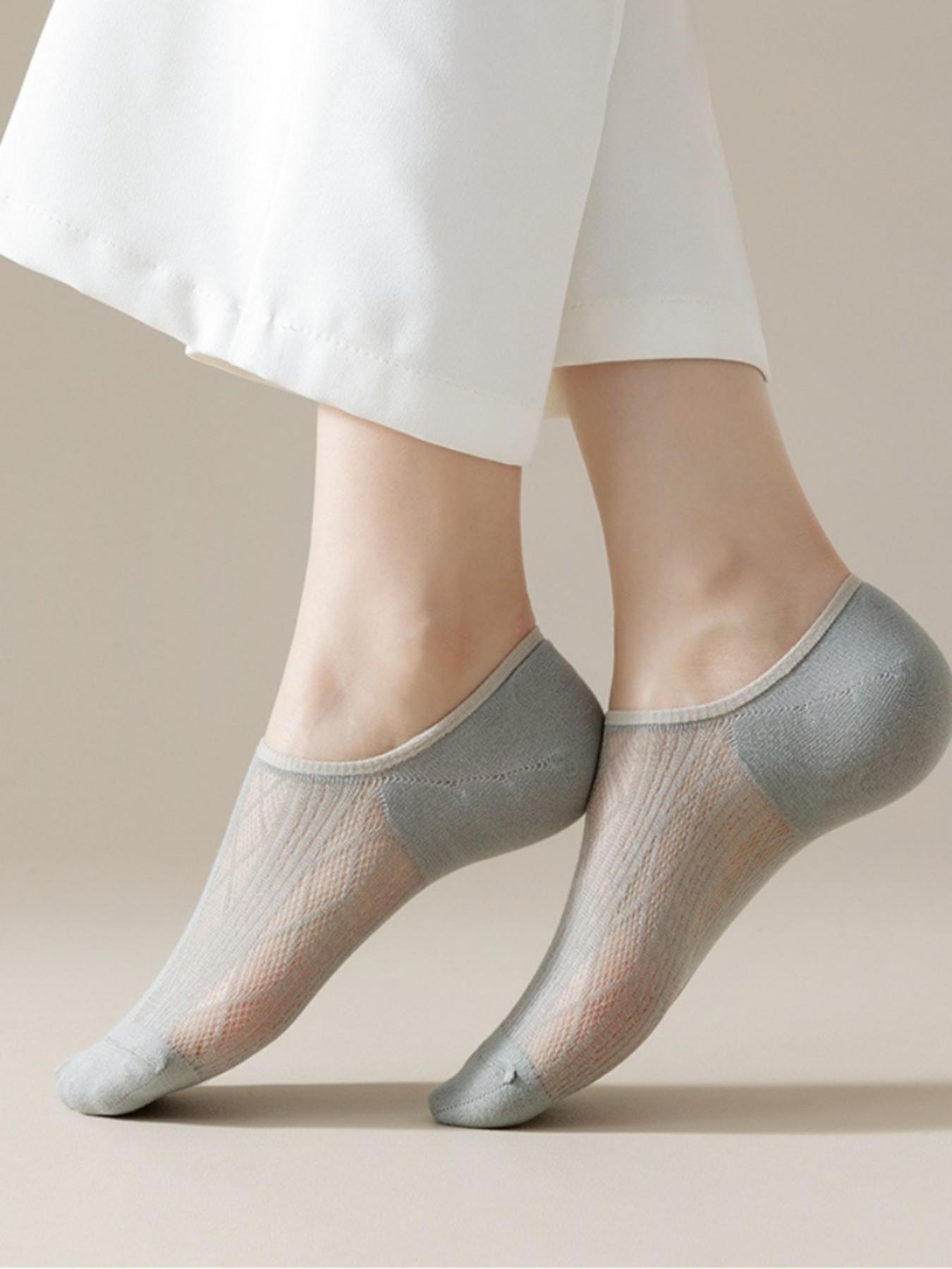 10 Pairs Women's Boat Socks, Summer Mesh Breathable Low Top Invisible Non-Slip Comfortable Casual Socks, Random Color Mix